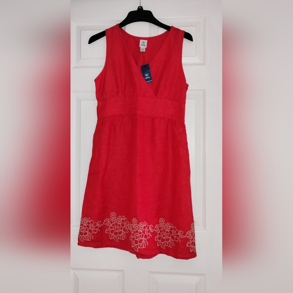 Izod  Sleeveless Dress with Floral Hem